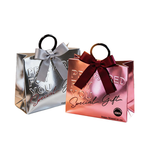 Prepared For You Special Gift Bag With Handle Embossed Printing Design <b>Silver</b> Pink Color Paper <b>Box</b> Gift Packaging - Product Image 1