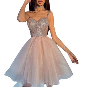 Nuevo Vestido de Encaje Elegante para Mujer, Color Rosa, con Lentejuelas, Ideal para Fiestas de Cumpleaños y Eventos de Verano - Product Image 1