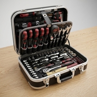 Ensemble d'outils manuels multifonctionnels pour charpentier et électricien, 228 pièces, robuste, coffret à outils portable en alliage d'aluminium pour la réparation à domicile