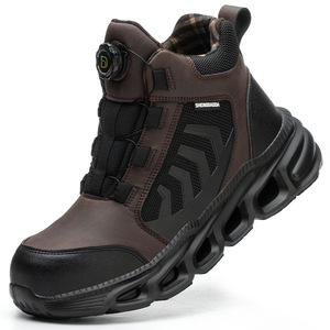 Shengbada Men's Steel Toe Safety Boots High Top Anti Slip Work Shoes Construction Industry Black - Product Image 3
