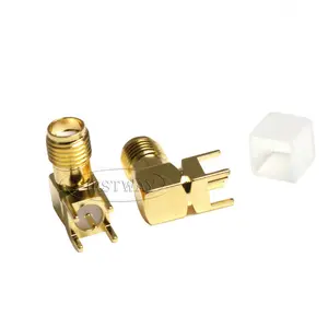 SMA-KWE RF Adapter Through Hole Antenna SMA Female Connectors 90 Degree Right Angle RF Connector Bulk PTFE Electroplating Gold