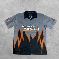 YUCHEN Custom Box Shirt Logo Design Sommer Kurzarmhemd Flame Bottom Print Lässige Männer Button-up-Shirts