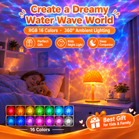 Lampe de table projecteur d'ondulations d'eau étanche IP44, RGB, télécommande tactile, veilleuse d'ambiance champignon pour salle de bain et chambre à coucher