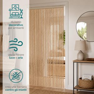 Tenda a Rullo Beige con Catene 100x220 Cm, 104 Catene con Effetto Pompon per Porte e Finestre - Product Image 3