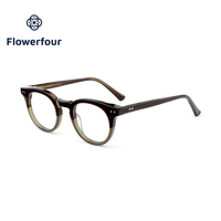 Montures de lunettes rondes en acétate Flowerfour FFM3007 Tortoise pour adultes, montures optiques rétro à monture complète, style vintage