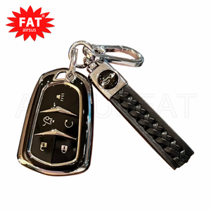 Funda para llavero con llavero, cubierta protectora de TPU suave con ribete plateado cromado para <span class=keywords><strong>Cadillac</strong></span> Escalade ATS CTS CT6 XTS XT5 SRX 2015-2019 - Product Image 5