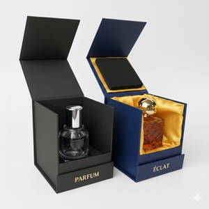 Boîtes à parfum personnalisées en carton <span class=keywords><strong>noir</strong></span> avec estampage à chaud doré et doublure en velours doré, emballage cosmétique de luxe pour marques haut de gamme - Product Image 1