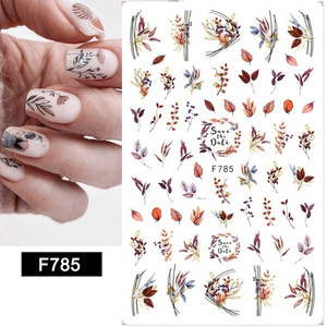 Nuevas pegatinas de uñas con diseño de hojas de arce otoñales, pegatinas amarillas para decoración de uñas con diseño de hojas de arce de otoño - Product Image 5