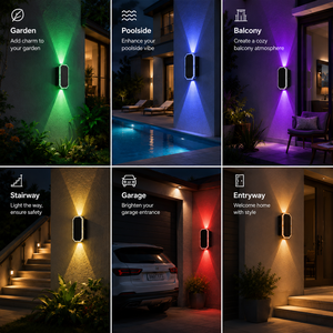 Lámpara Solar Moderna <span class=keywords><strong>de</strong></span> Pared con Iluminación Arriba/Abajo, Aplique LED Impermeable para Jardín, Balcón, Valla, Patio <span class=keywords><strong>Exterior</strong></span> - Product Image 3
