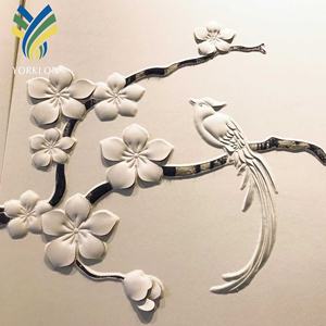 Panneau <span class=keywords><strong>mural</strong></span> en cuir floral 3D pour l'hôtel <span class=keywords><strong>Four</strong></span> Seasons Tokyo Otemachi au Japon, design insonorisant pour les restaurants, les hôtels, imperméable - Product Image 3