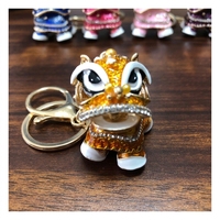 Porte-clés Mini Lion Dansant en Métal, Tête Rotative, Strass en Cristal, Pendentif de Sac Anime, Cadeau de Nouvel An Porte-Bonheur, Vente Chaude