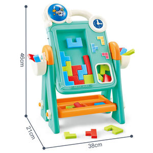 Mainan Edukasi 2 in 1 Papan Gambar Dua Sisi & Balok Puzzle dengan Suara, Meja Melukis untuk Anak-Anak - Product Image 6