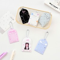 Porte-cartes photo en PVC à pois Kawaii en gros, pochette pour photos d'identité de 1 et 2 pouces, sac pour photocartes Kpop avec chaîne de perles