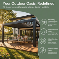 Pavillon en aluminium à persiennes motorisées avec éclairage LED, revêtement en poudre écologique, abri extérieur pour jardin, balcon, espace extérieur