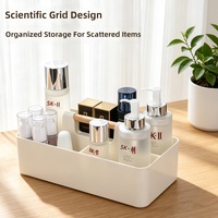 Boîte de rangement de bureau en plastique avec poignée, organisateur moderne et minimaliste pour cosmétiques, télécommande, rouge à lèvres, fard à paupières