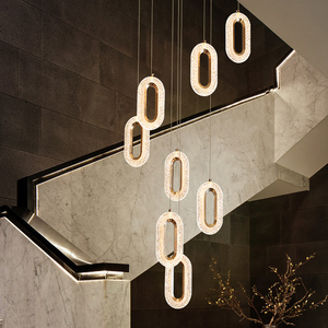 Lámpara de Araña Moderna de Lujo Ligero, LED, Acrílica, Ovalada, Colgante, <span class=keywords><strong>para</strong></span> Escalera de Villa, Decoración de <span class=keywords><strong>Interiores</strong></span>, Lámparas de Araña Largas <span class=keywords><strong>para</strong></span> <span class=keywords><strong>Escaleras</strong></span> - Product Image 4