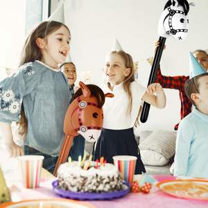 PVC Inflatable Horse & <b>Cow</b> Head Stick <b>Toy</b>-Foldable Lightweight for Kids Party Favors - Product Image 5