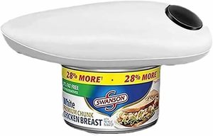 Ouvre-boîte électrique portable en plastique, simple, à bouton-poussoir, bord lisse, sans danger pour les aliments, écologique, composants en acier inoxydable - Product Image 5