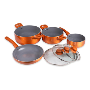 Modern <b>Ceramic</b> Marble Coated Pot <b>Pan</b> Glass Lids Bakelite Handles Induction Non-Stick Aluminum Dishwasher Safe Oven Cookware Set - Product Image 2