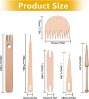 Tailai Beechwood Loom Stick Tissage Aiguille à crochet avec navettes en acier inoxydable et bâton de canette en bois pour bricolage Artisanat