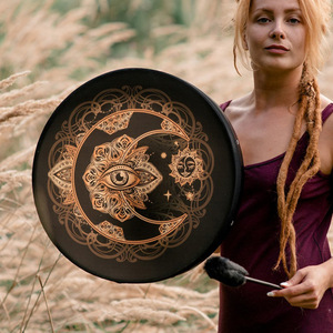 Vegan Shaman Drum Fashion Alchemical Moon Sound Healing Tool Tunable membrana Frame Draum strumento musicale - Product Image 2