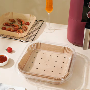 100 pièces papier de cuisson jetable carré rond antiadhésif résistant à la chaleur <span class=keywords><strong>pour</strong></span> outils de pâtisserie de friteuse à Air chaud - Product Image 2