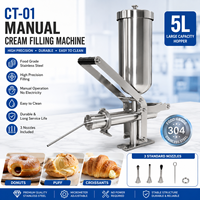 Mesin Pengisi Churro Komersial 304ss Stainless Steel 5L*3 dengan 3 Nozzle Manual untuk Pengisian Krim Churros Spanyol untuk Toko Roti