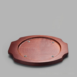 Piastra per Barbecue con Base <span class=keywords><strong>in</strong></span> Legno per Ristoranti, Vassoio Rotondo <span class=keywords><strong>in</strong></span> Ferro per Servire Bistecche, Pentola <span class=keywords><strong>in</strong></span> <span class=keywords><strong>Ghisa</strong></span> per Sfrigolare - Product Image 4