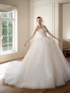 Robe de mariée classique sans bretelles, élégante, avec appliques en dentelle, en tulle, broderies de luxe, pour <span class=keywords><strong>mariage</strong></span> - Product Image 1