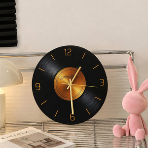 <b>Vintage</b> Retro Vinyl Record Desktop <b>Clock</b> Gold Numbers Decorative Table <b>Clock</b> for Living Room TV Cabinet - Product Image 5