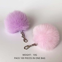 Pendentif boule de fourrure de lapin en gros d'usine 7cm, accessoires pour bagages et vêtements pour femmes, porte-clés