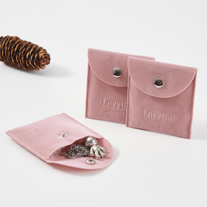 Pochette cadeau en velours imprimée avec logo personnalisé, petit sac en faux daim pour collier, bracelet, boucles d'oreilles, emballage pour bijoux - Product Image 2