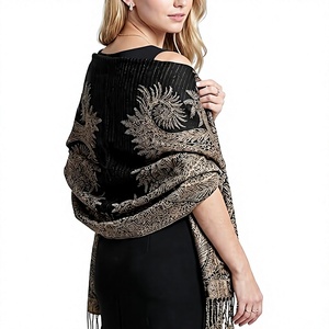 Trendy Striped Cashmere Long <b>Wrap</b> <b>Shawl</b> for Women with Fringe Trim for Travel Party Everyday Fashion - Product Image 4