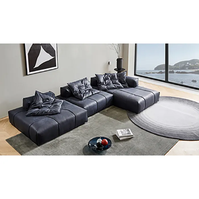 Modern leather sectional sofa,living room furniture sofa set modern design couch luxury L shape sofa Other living room furniture