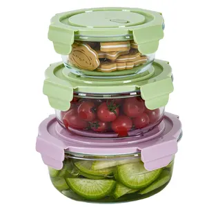 Лидер продаж, стеклянный контейнер для еды с пластиковой крышкой