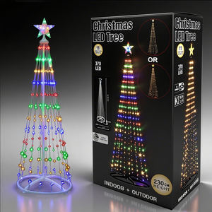 โคมไฟคริสต์มาสรูปทรงเหล็กสี RGB สำหรับอีคอมเมิร์ซข้ามพรมแดน ขายดี พร้อมรีโมทควบคุม ไฟ LED รูปทรงกรวยหมุนได้อัจฉริยะ - Product Image 1