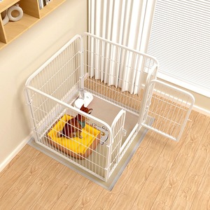 Jaula Metálica Ajustable para Perros Pequeños, Rectangular, Blanca, con Cierre de Botón a Presión, Estilo Simple, para Interiores - Product Image 1