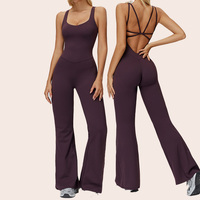Logo personnalisé taille haute sans manches col en V femmes combinaisons de yoga femmes dos nu sport yoga fitness vêtements