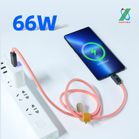 Kabel ponsel Digital, kabel telepon genggam Tipe C dapat Data Usb ke Tipe C untuk komputer Android Pad 66W