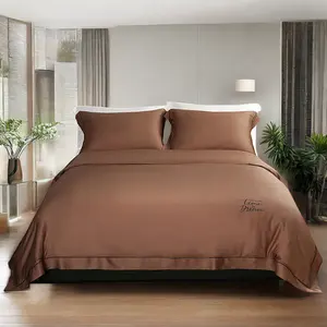 Honeymoon Luxury Bamboo Bedding Set Relaxed Nature Texture Queen Size Sheet & Pillowcase Wholesale