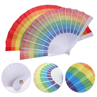 Individuelle Werbe-Partyzubehör Kunststoff-Rippen Faltbarer Fächer Hochzeits- und Festgeschenke Volkskunst Regenbogen-Stoff Faltbarer Handfächer
