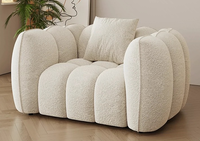 Canapé modulaire moderne à accoudoirs arrondis, capitonné style Channel, en tissu bouclé, compressé et emballé sous vide, pour salon