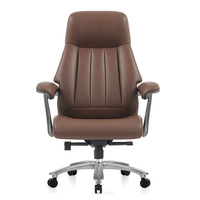 Chaise de bureau exécutive moderne en cuir véritable avec accoudoirs réglables, appui-tête et inclinaison - Utilisation à domicile/commmerciale