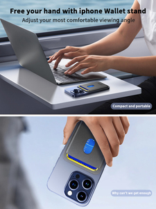 Portefeuille magnétique pour téléphone compatible avec l'application Localiser, porte-cartes fin antivol pour iPhone, étui <span class=keywords><strong>MagSafe</strong></span>, portefeuille en cuir étanche avec support - Product Image 3