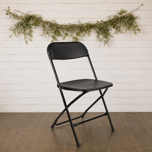 Black <b>Plastic</b> Folding <b>Chair</b> Flat Back Modern Design Durable Lightweight Comfortable Outdoor Use for Villa Kitchen School Park - Product Image 1