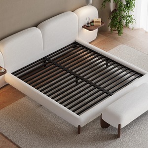 Giường ngủ hiện đại cao cấp cỡ King, kiểu nền, chất liệu nhung lông cừu, đầu giường dài, khung gỗ bọc nệm - Product Image 6