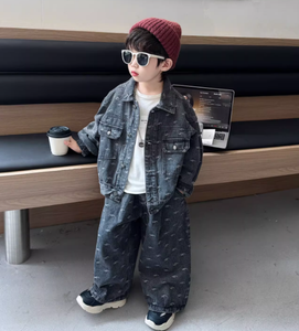 2025 ensemble en jean décontracté pour enfants tenue deux pièces de style coréen élégant avec veste motif solide marque YuYuYuan pour le printemps automne - Product Image 5