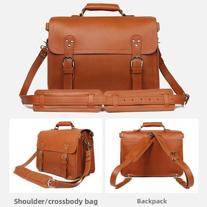 Bolso de Cuero Genuino, Bolso para Portátil de Cuero con Textura de Árbol, Maletín de Negocios, Bolso de Mano de Gran Capacidad, Estilo Ejecutivo - Product Image 4