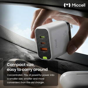 Chargeurs <span class=keywords><strong>de</strong></span> téléphone Miccell Premium 70W GaN, chargeur mural USB Type C pour téléphone portable, prise en <span class=keywords><strong>charge</strong></span> <span class=keywords><strong>de</strong></span> la <span class=keywords><strong>charge</strong></span> rapide pour iPhone, Xiaomi - Product Image 4