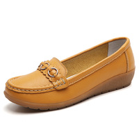 Chaussures plates en cuir de haute qualité pour femmes avec talons bas, mocassins décontractés à enfiler, chaussures souples pour infirmières, ballerines